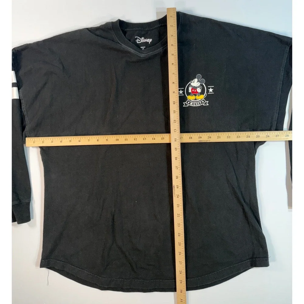 Disney Mickey Mouse Spirit Jersey‎ Black Long Sleeve Shirt Kids Large 12/14